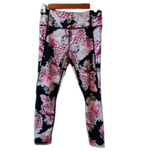 Athleta Run Free Garden Party Navy & Pink Floral 7/8 Tight Yoga Pant Leggings SP